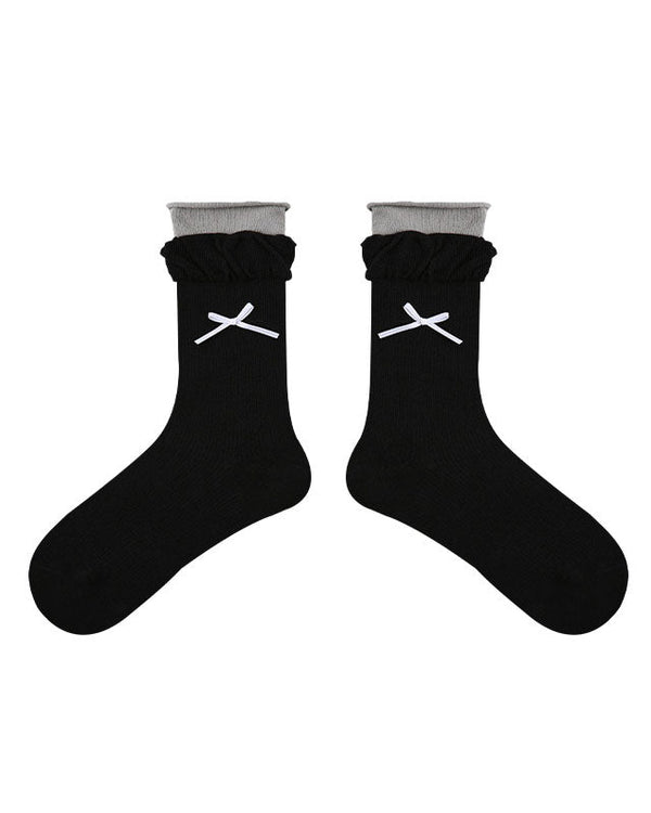 Women Double Layer Ruffle Soft Cotton Seamless Socks - SWEET NANA