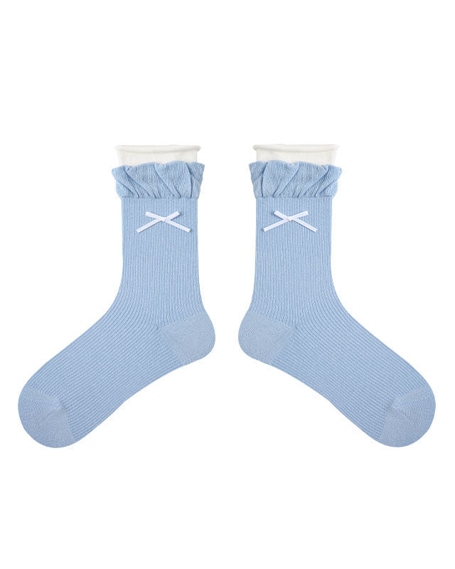 Women Double Layer Ruffle Soft Cotton Seamless Socks - SWEET NANA