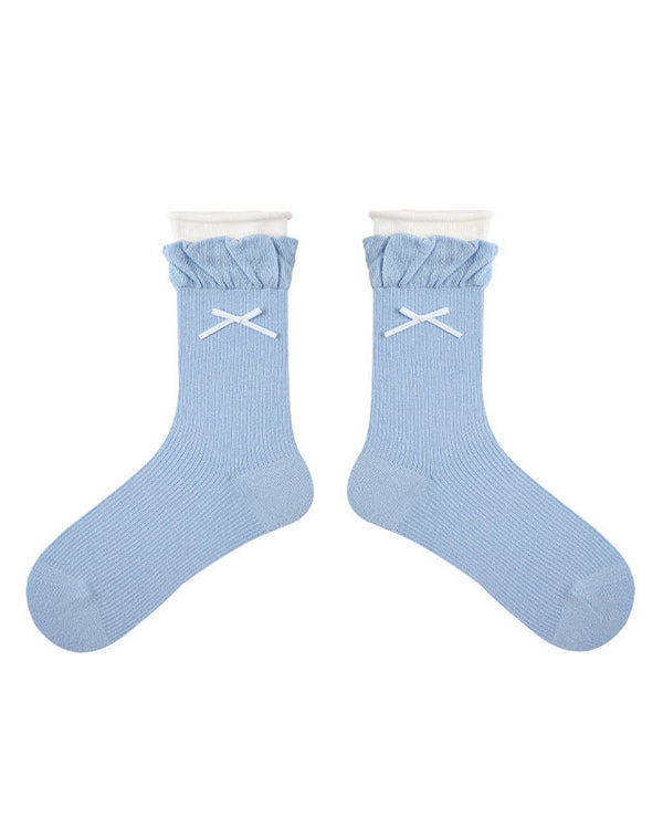 Women Double Layer Ruffle Soft Cotton Seamless Socks - SWEET NANA