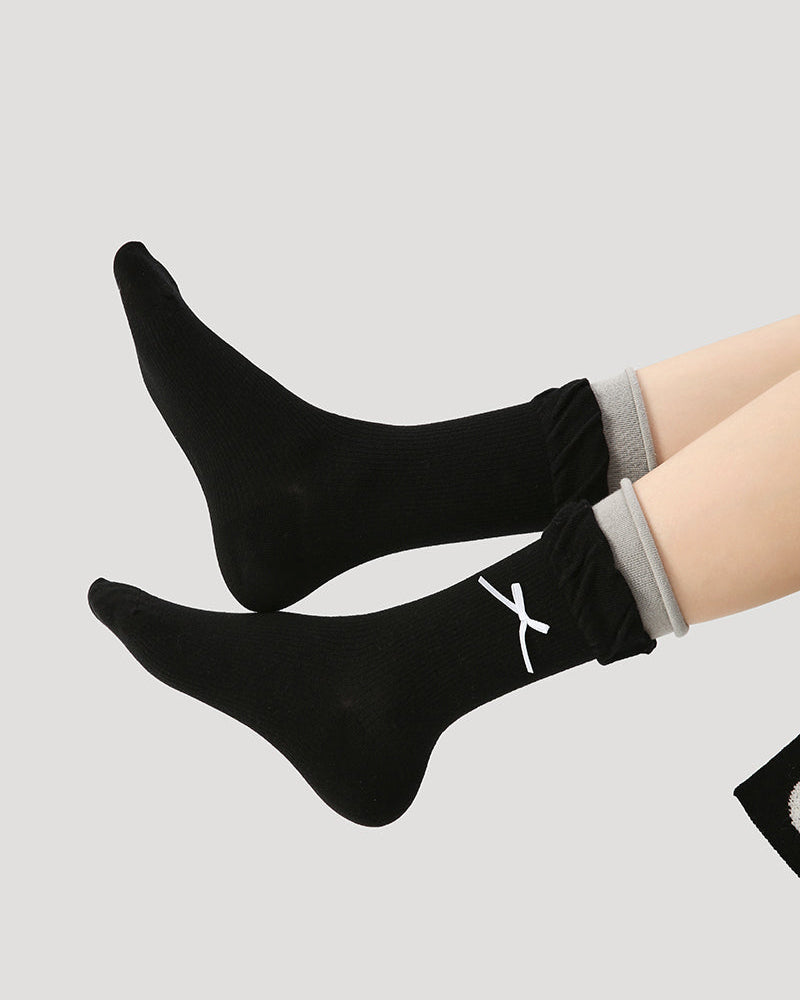 Women Double Layer Ruffle Soft Cotton Seamless Socks