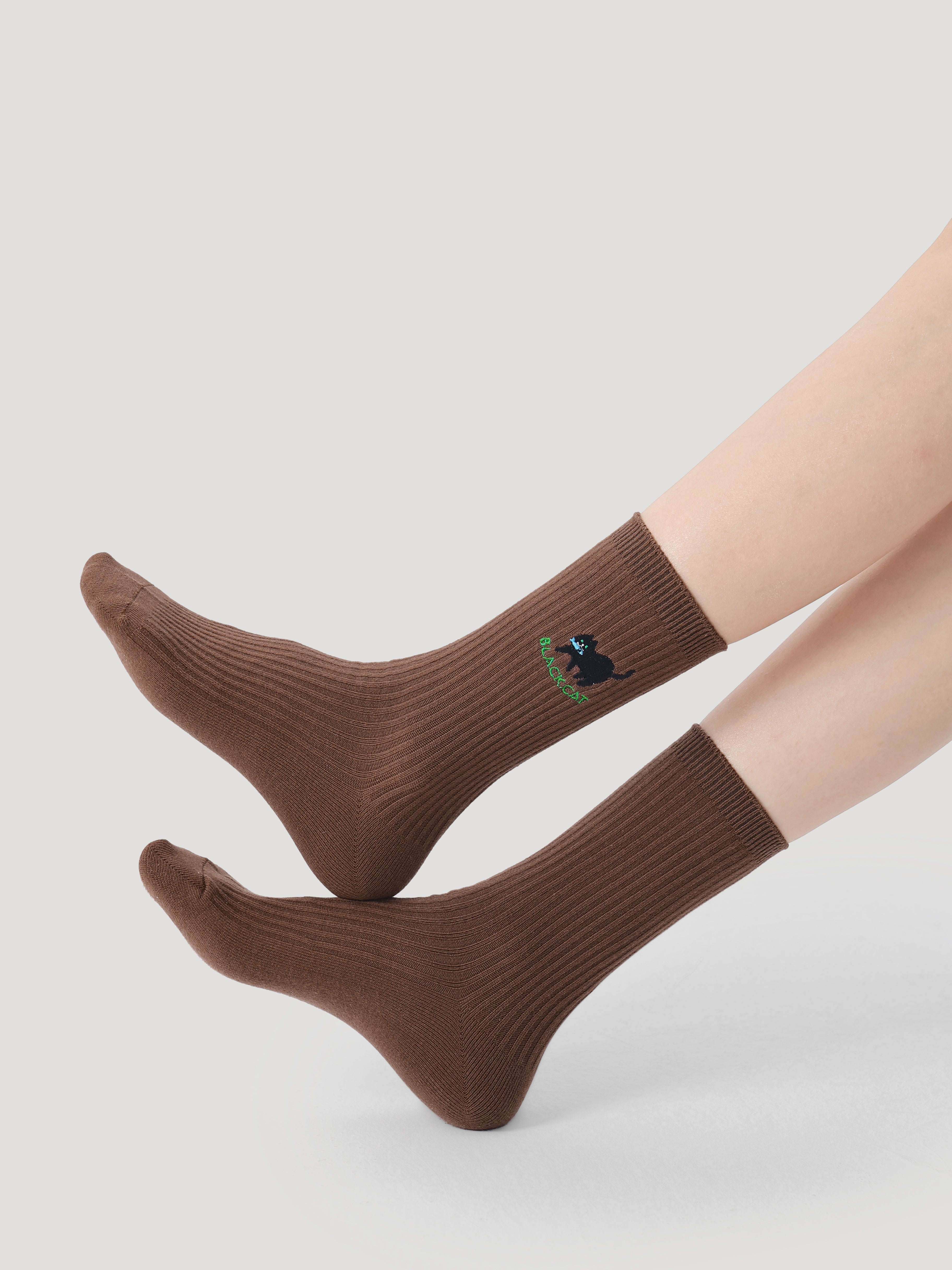 Women's Embroidered Animal Cotton Crew Breathable Comfortable Socks