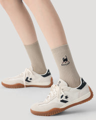 Women Embroidered Animal Cotton Crew Breathable Comfortable