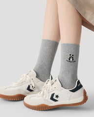 Sweetnana Women's Socks Solid Animal Embroidery Socks Breathable Cotton Socks Crew Socks for All-season