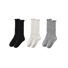 Sweetnana 3-Pack Solid Rolled Edge Socks for Women Cozy Seamless Socks Cotton Knee High Socks