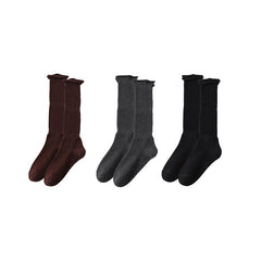 Sweetnana 3-Pack Solid Rolled Edge Socks for Women Cozy Seamless Socks Cotton Knee High Socks