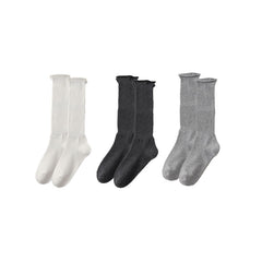 Sweetnana 3-Pack Solid Rolled Edge Socks for Women Cozy Seamless Socks Cotton Knee High Socks