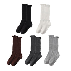 Sweetnana Women's Solid Color Knee High Socks with Rolled Edge Socks Cotton Socks Cozy Seamless Socks