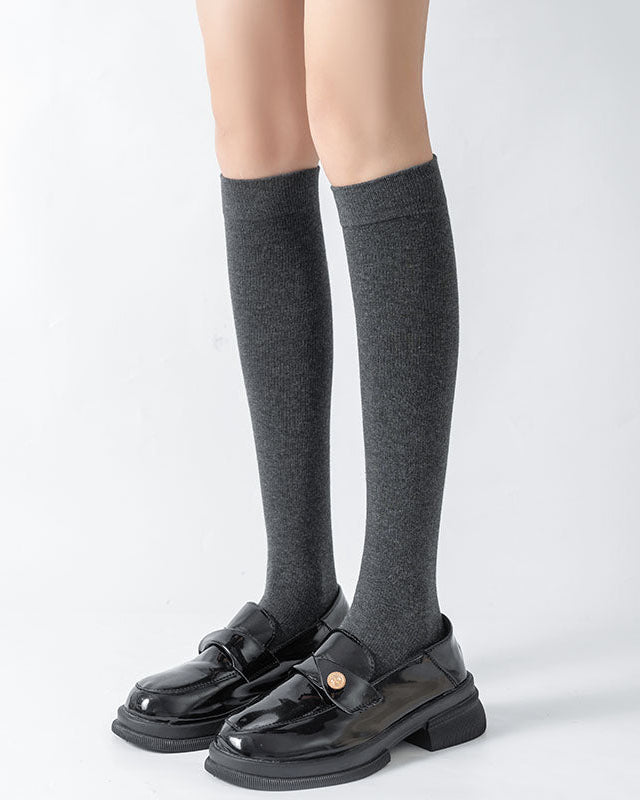 Women's Cotton Knee High Compression Socks Solid Color Casual