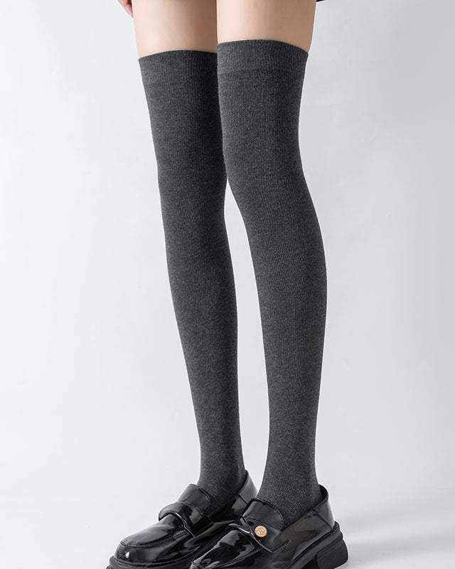 Women's Cotton Knee High Compression Socks Solid Color Casual