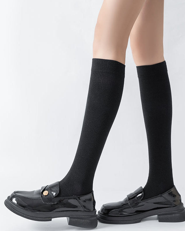 Women's Cotton Knee High Compression Socks Solid Color Casual