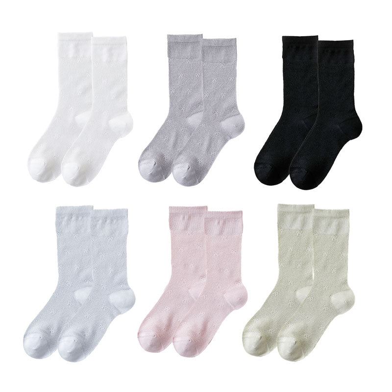 Women's Sweet Bow Print Slouch Crew Socks Breathable Mesh Comfort Seamless