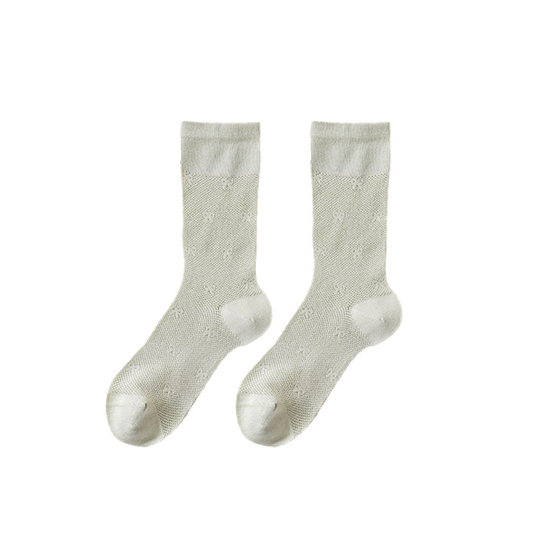Women's Sweet Bow Print Slouch Crew Socks Breathable Mesh Comfort Seamless