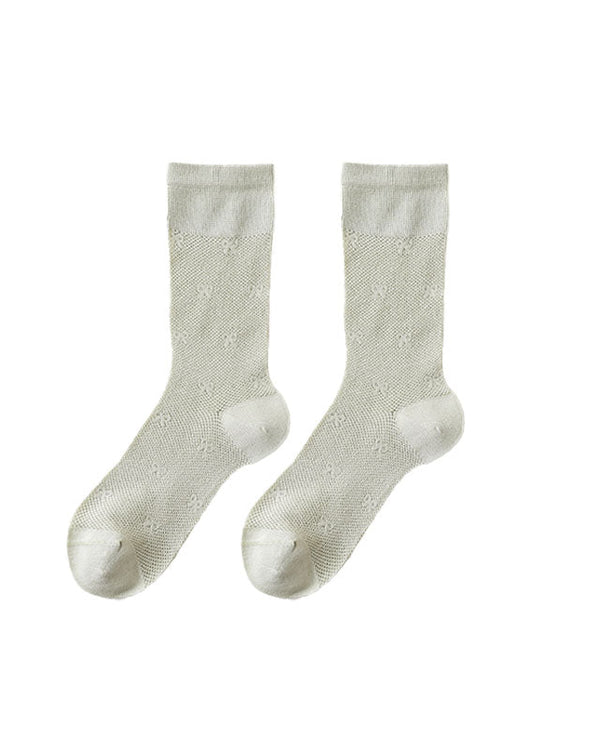Women Sweet Bow Print Slouch Crew Socks Breathable Mesh Seamless - SWEET NANA