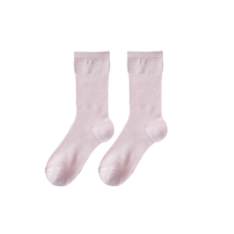 Women's Sweet Bow Print Slouch Crew Socks Breathable Mesh Comfort Seamless