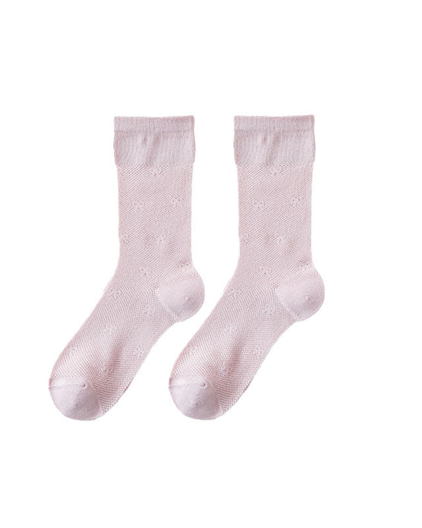 Women Sweet Bow Print Slouch Crew Socks Breathable Mesh Seamless - SWEET NANA