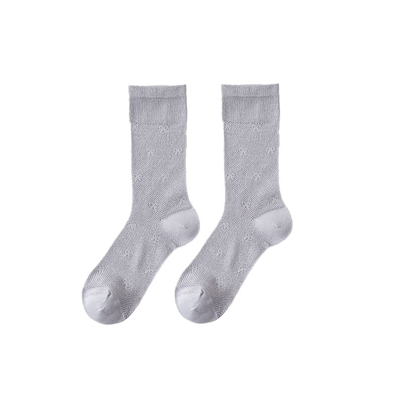 Women's Sweet Bow Print Slouch Crew Socks Breathable Mesh Comfort Seamless