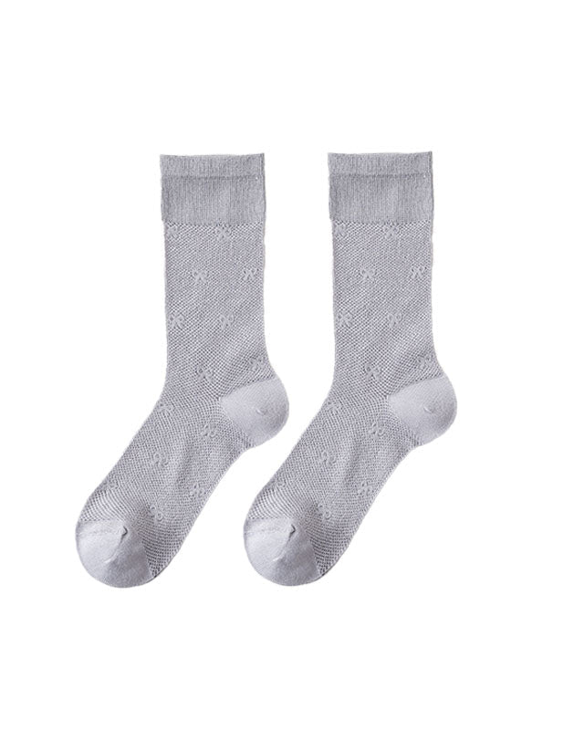 Women Sweet Bow Print Slouch Crew Socks Breathable Mesh Seamless - SWEET NANA