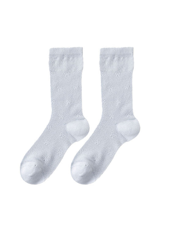 Women Sweet Bow Print Slouch Crew Socks Breathable Mesh Seamless - SWEET NANA