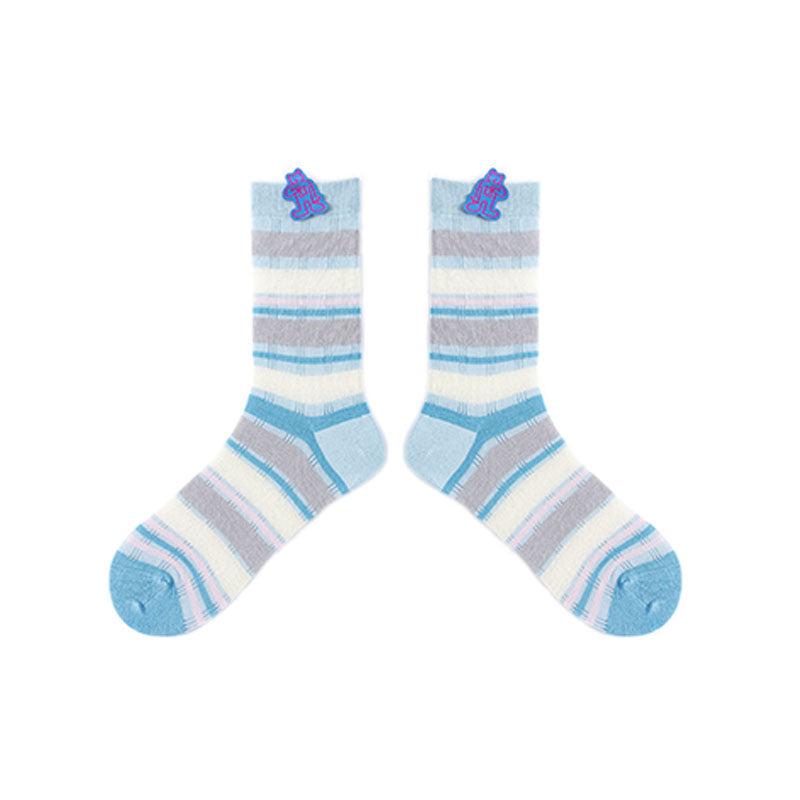 Thin Cotton Crew Women's Socks Soft Cute Stripe Casual Versatile