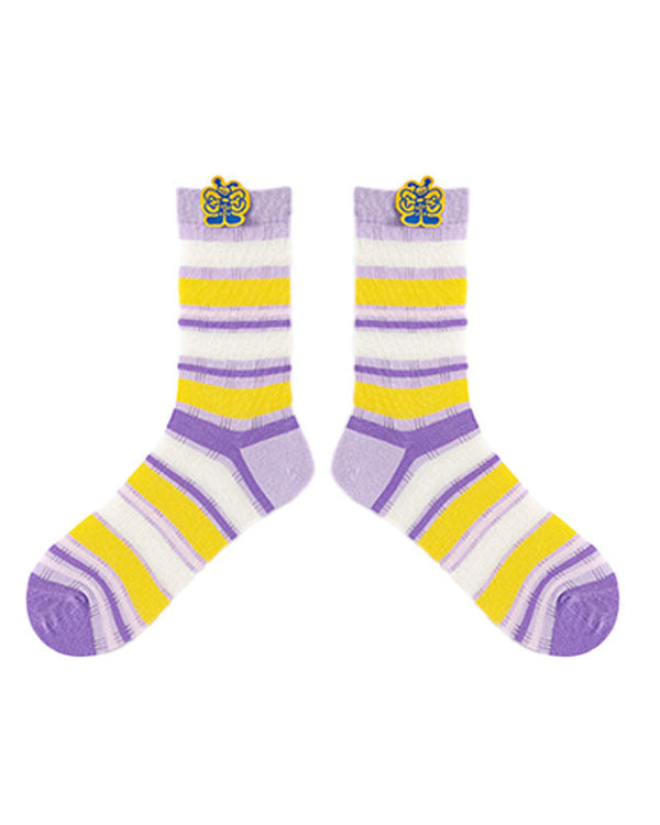 Thin Cotton Crew Women Socks Soft Cute Stripe Casual Versatile - SWEET NANA