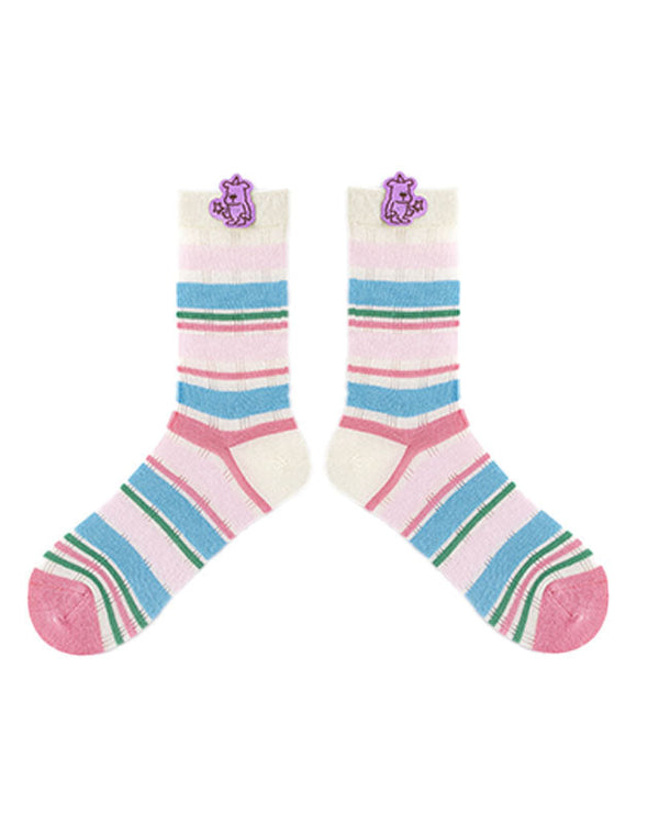 Thin Cotton Crew Women Socks Soft Cute Stripe Casual Versatile - SWEET NANA