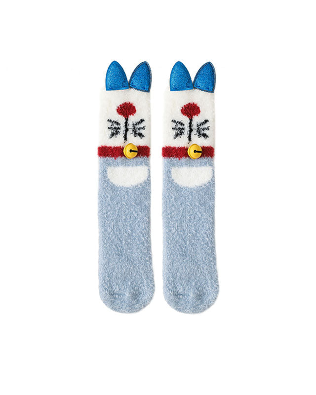 Women Cartoon Fuzzy Crew Socks Cute Warm Soft Cozy Thick - SWEET NANA