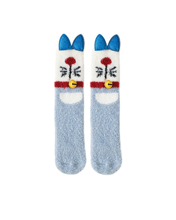 Women Cartoon Fuzzy Crew Socks Cute Warm Soft Cozy Thick - SWEET NANA