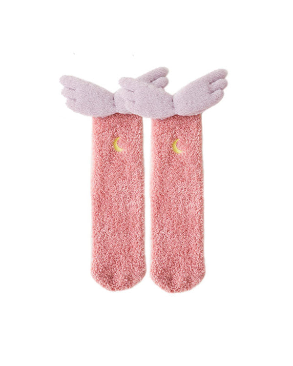 Women Cartoon Fuzzy Crew Socks Cute Warm Soft Cozy Thick - SWEET NANA