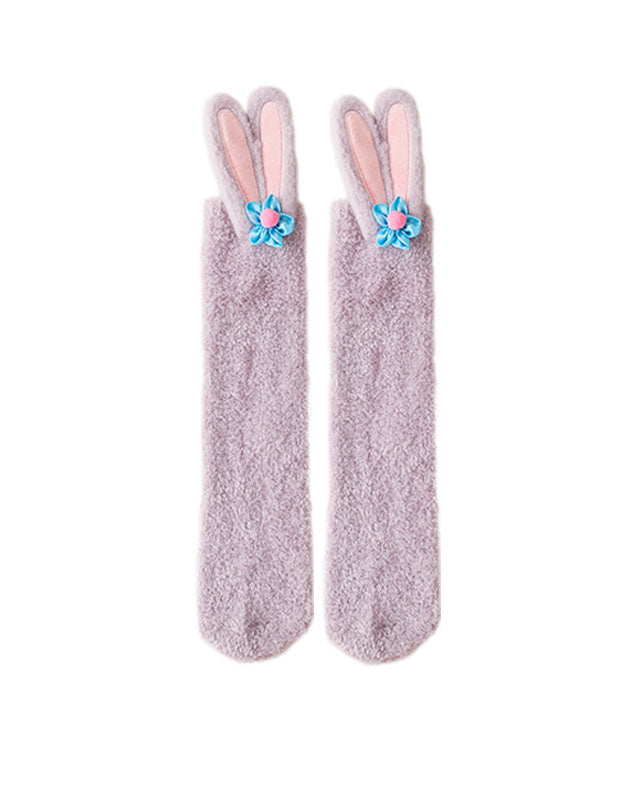 Women Cartoon Fuzzy Crew Socks Cute Warm Soft Cozy Thick - SWEET NANA