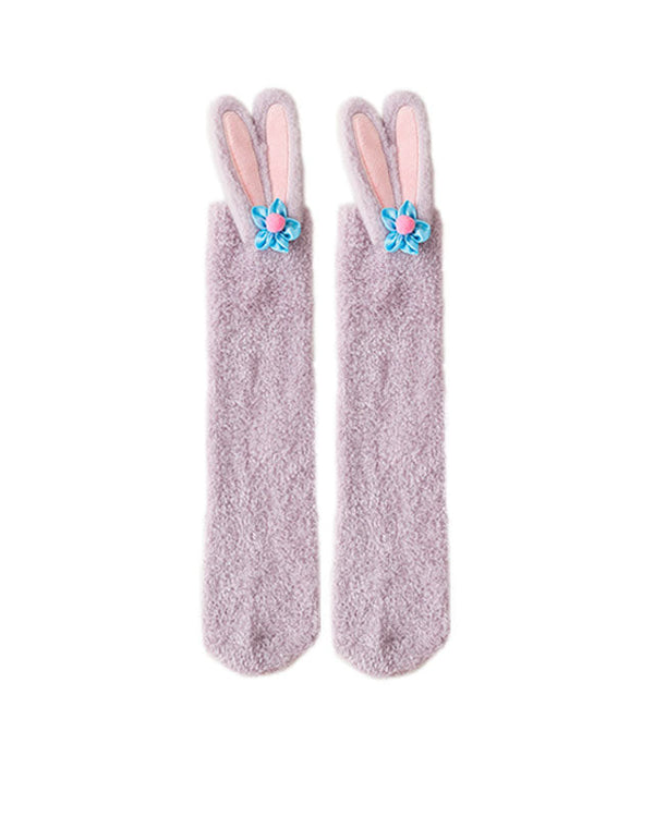 Women Cartoon Fuzzy Crew Socks Cute Warm Soft Cozy Thick - SWEET NANA