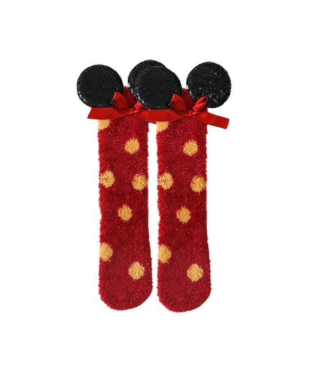 Women Cartoon Fuzzy Crew Socks Cute Warm Soft Cozy Thick - SWEET NANA