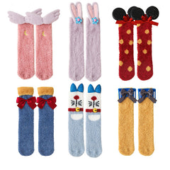 Sweetnana Women's Tube Crew Socks Cartoon Cute Socks Winter Fuzzy Warm Socks Soft Cozy Thick Socks