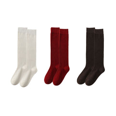 Sweetnana 3-Pack Wool Warm Socks for Women Soft Seamless Socks Solid Knee High Socks