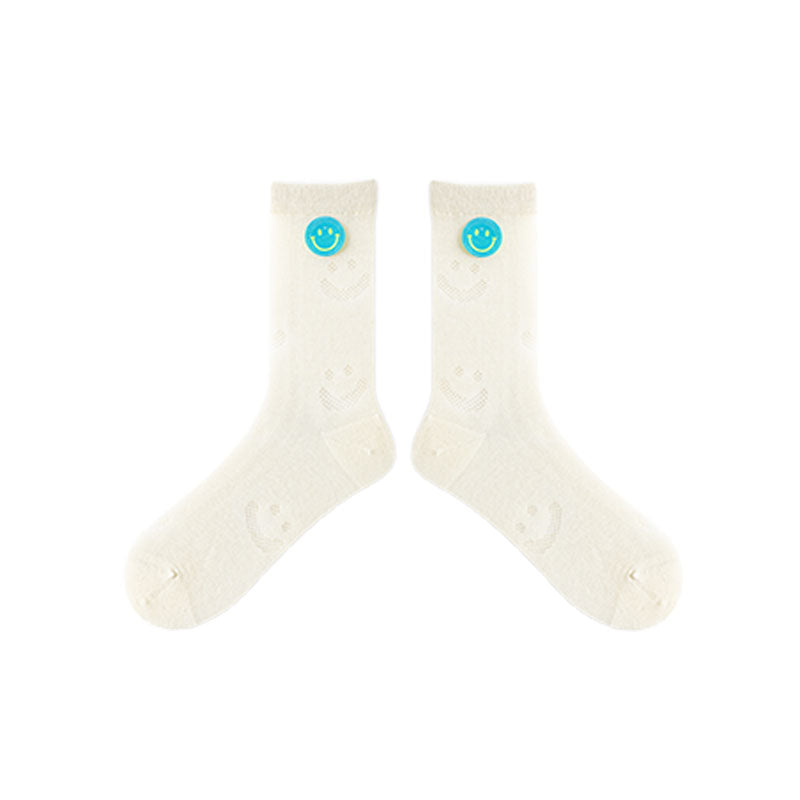 3-Pack Keep Smiling Women Cotton Crew Socks Cute Casual - SWEET NANA