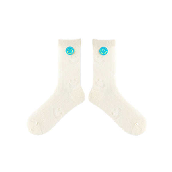 3-Pack Keep Smiling Women Cotton Crew Socks Cute Casual - SWEET NANA