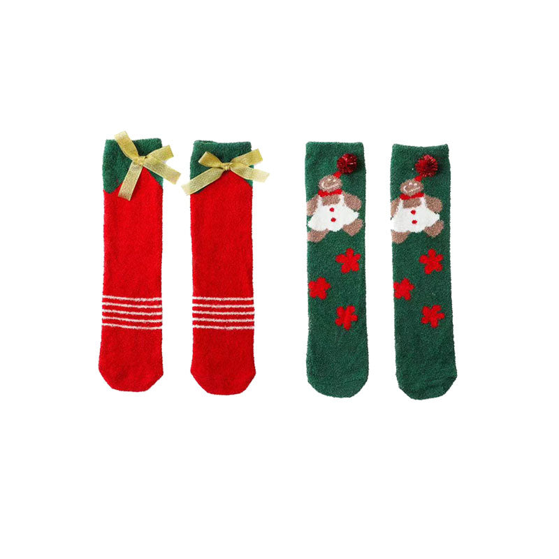 Sweetnana 2パック フェスティブ クリスマス ギフトボックス チューブ クルー ソックス、クリスマス ソックス 女性用、面白くてかわいいホリデー ソックス、快適で柔らかいスリッパ ソックス、冬の暖かいソックス。
