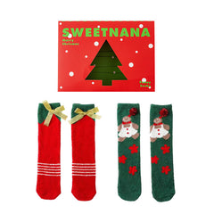 Sweetnana 2-Pack Festive Christmas Gift Box with Tube Crew Socks, Christmas Socks for Women, Funny Cute Holiday Socks Cozy Soft Slipper Socks Winter Warm Socks.