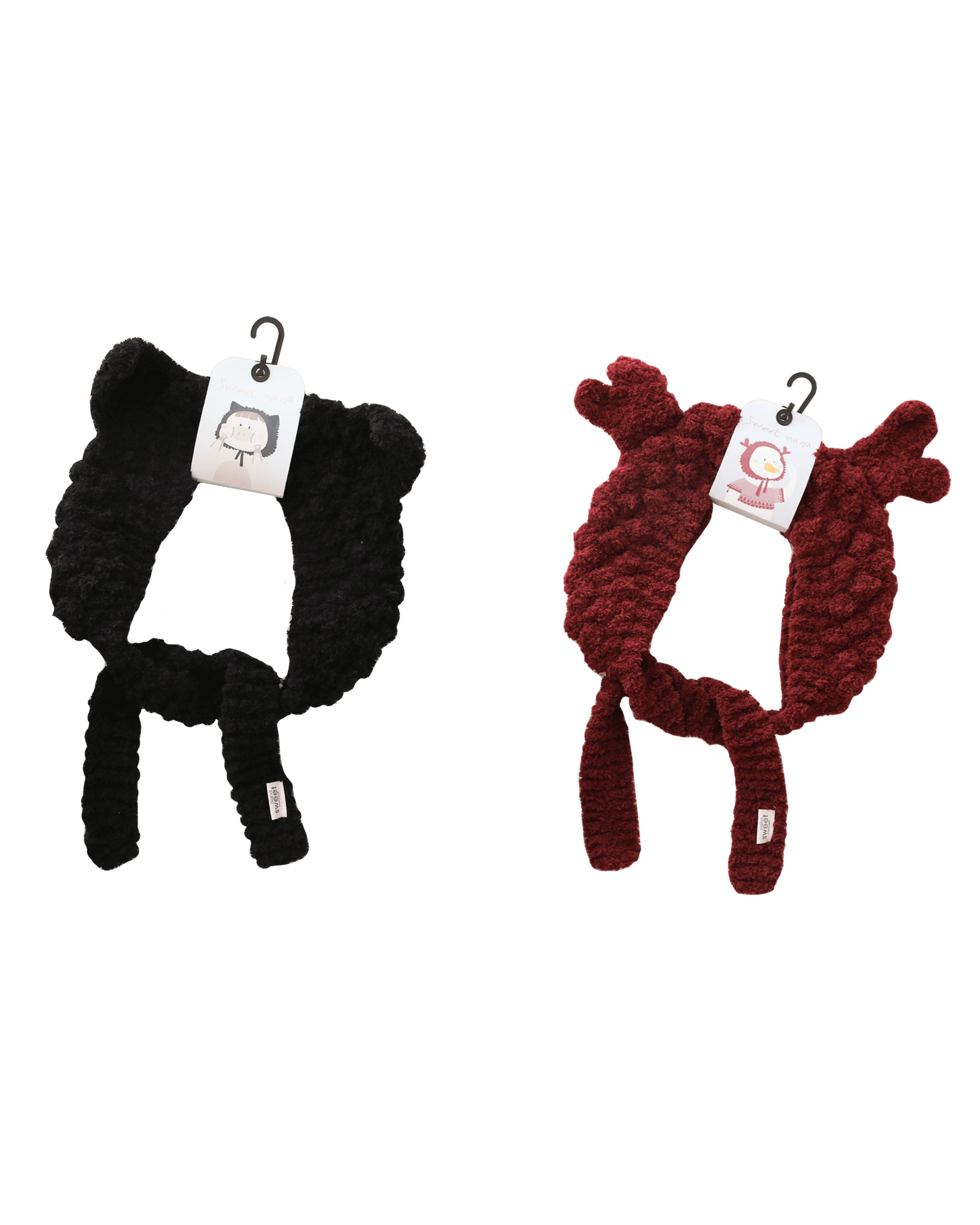 2-Pack Handmade Coral Velvet Earmuffs 3D Animal Ear Cute Warm Headwear
