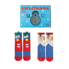 Sweetnana 2パック ノベルクリスマスギフトボックス チューブクルークリスマスホリデーソックス 女性用、冬用ソフトスリッパソックス 面白いクリスマスパターンの快適で暖かいソックス。