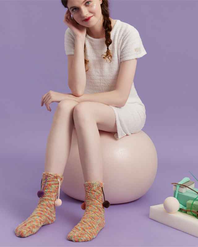 Sweetnana Cozy Women’s Crew Socks, Cute and Non-Slip Fuzzy Socks from the Fantasy Starry Sky Series, Thickened for Winter Comfort