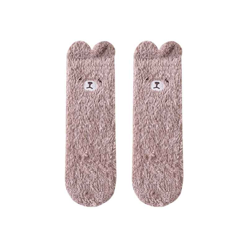 Sweetnana Cute Cozy Fuzzy Ankle Socks for Women, Animal World Series, Non-Slip, Super Soft and Thickened Winter Stockings for All-Day Comfort