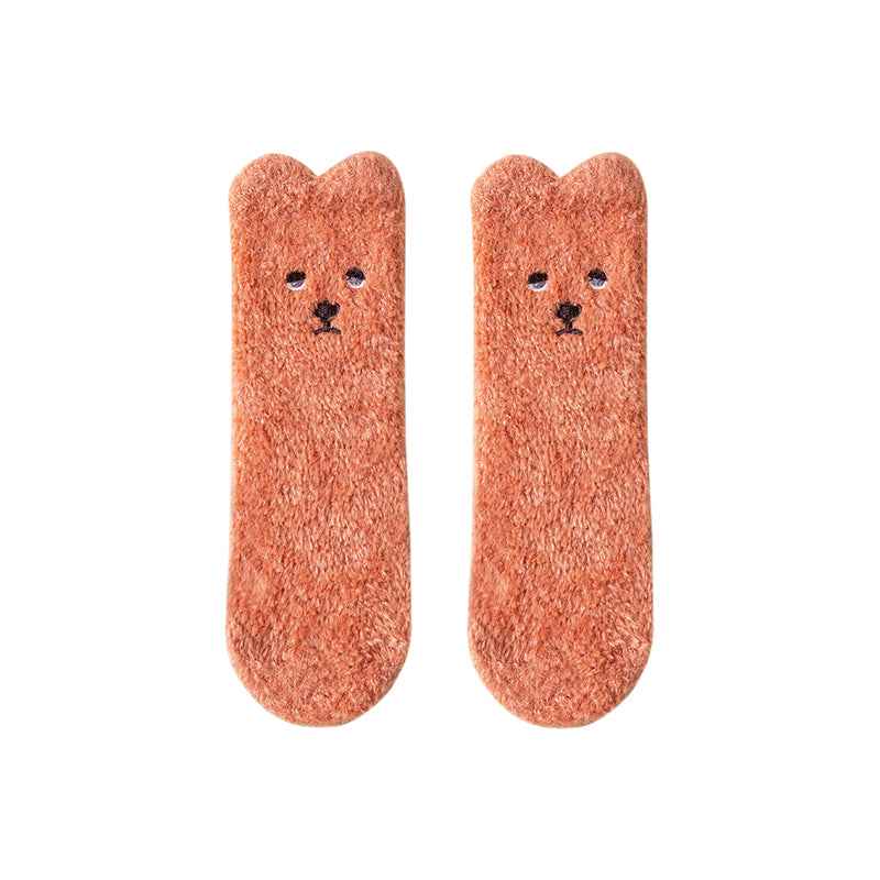 Sweetnana Cute Cozy Fuzzy Ankle Socks for Women, Animal World Series, Non-Slip, Super Soft and Thickened Winter Stockings for All-Day Comfort