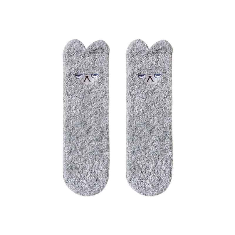 Sweetnana Cute Cozy Fuzzy Ankle Socks for Women, Animal World Series, Non-Slip, Super Soft and Thickened Winter Stockings for All-Day Comfort
