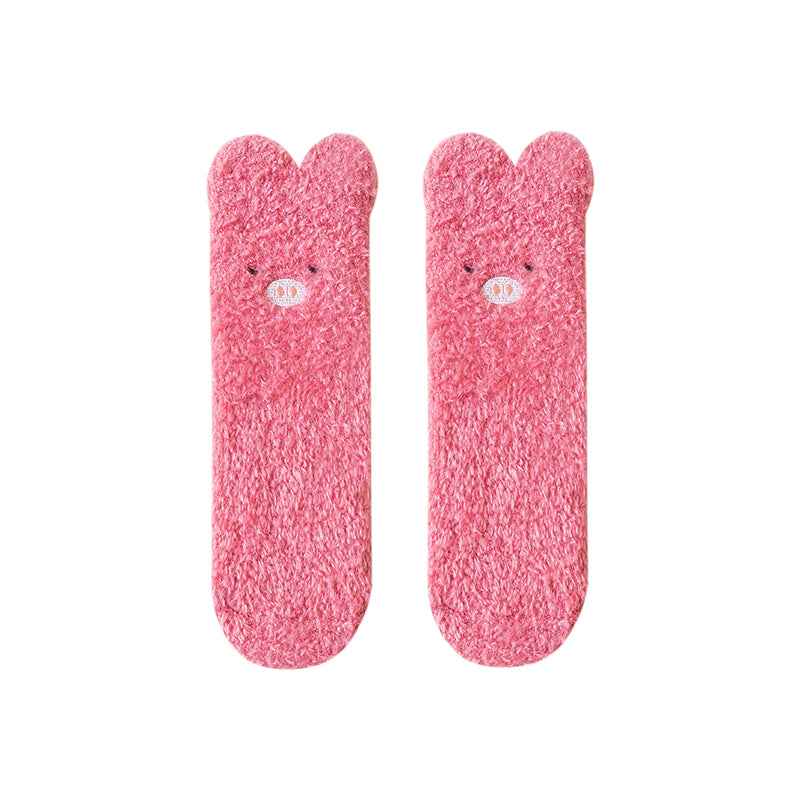 Sweetnana Cute Cozy Fuzzy Ankle Socks for Women, Animal World Series, Non-Slip, Super Soft and Thickened Winter Stockings for All-Day Comfort