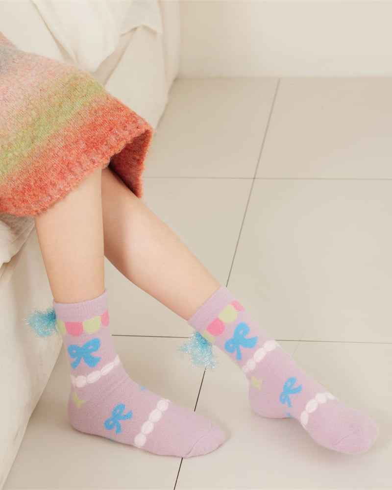 Sweetnana 3-Pack Cozy Crew Socks for Women - Birthday Party Series Cute & Colorful Fuzzy Socks - Perfect for Lounge Wear, Winter Stockings & Fun Occasions