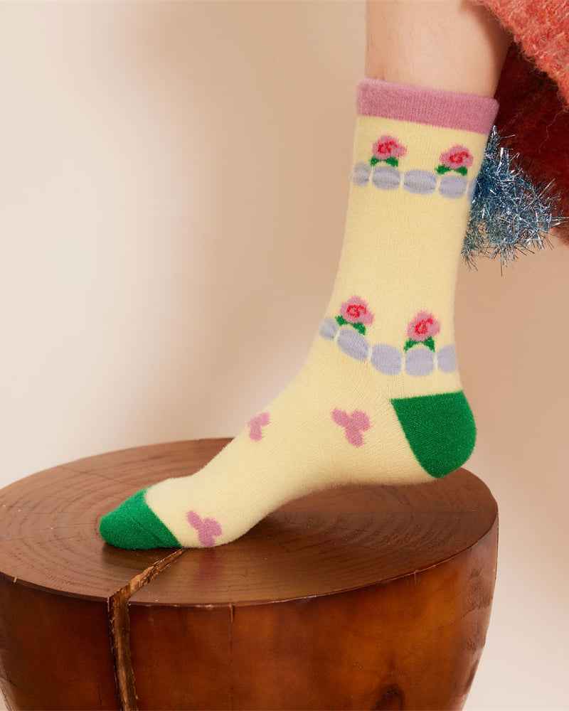 Sweetnana 3-Pack Cozy Crew Socks for Women - Birthday Party Series Cute & Colorful Fuzzy Socks - Perfect for Lounge Wear, Winter Stockings & Fun Occasions