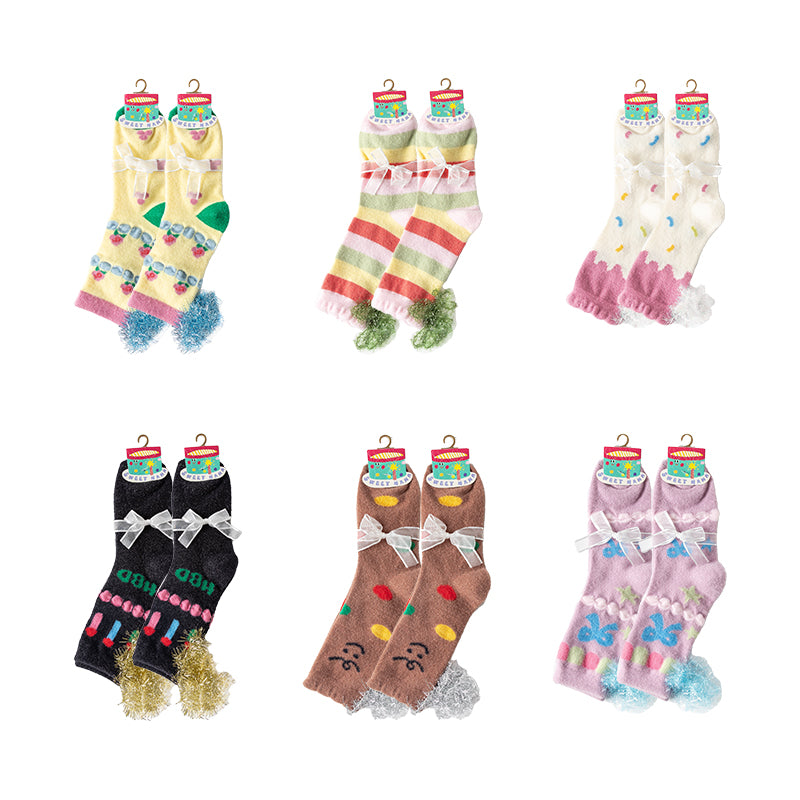 Sweetnana コージークルーソックス for Women - キュートでカラフルなバースデーパーティーシリーズラウンジウェアソックス - 冬のストッキングに最適