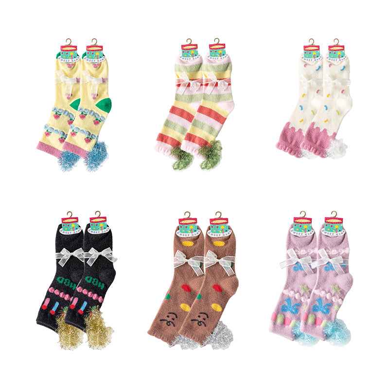 Sweetnana Cozy Crew Socks for Women - Cute & Colorful Birthday Party Series Lounge Wear Socks - Perfect for Winter Stockings