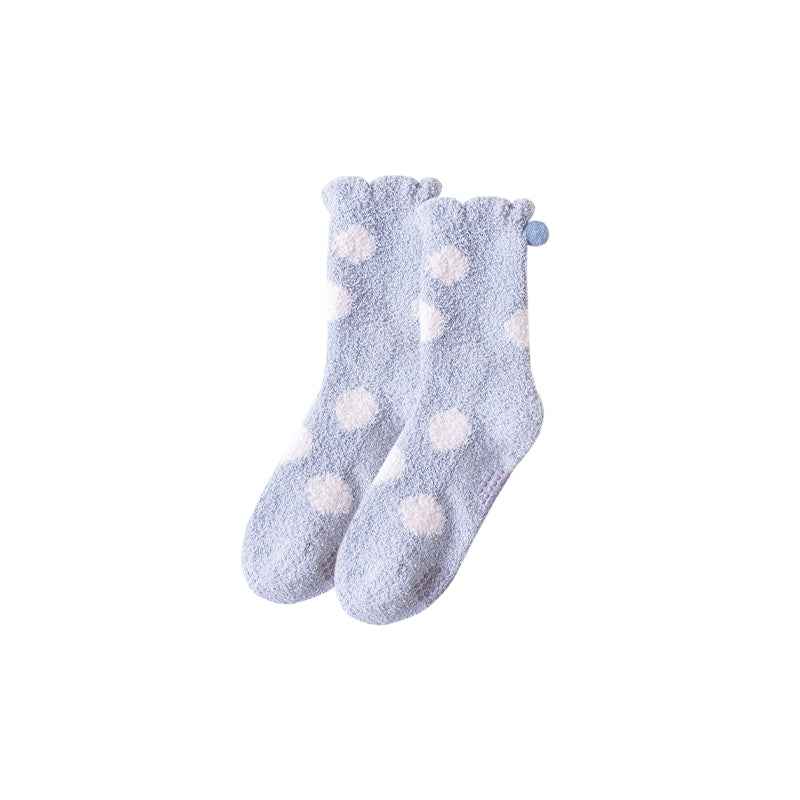 Sweetnana Cozy Polka Dot Women’s Crew Socks, Super Soft Non-Slip Lounge Wear Slipper Socks, Thickened for Extra Comfort in Winter