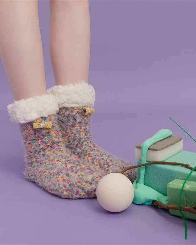 Sweetnana Women’s Cozy Crew Slipper Socks, Cute Colorful Non-Slip Fuzzy Socks, Super Soft Thickened Lounge Wear Socks, Perfect for Winter Comfort and Warmth